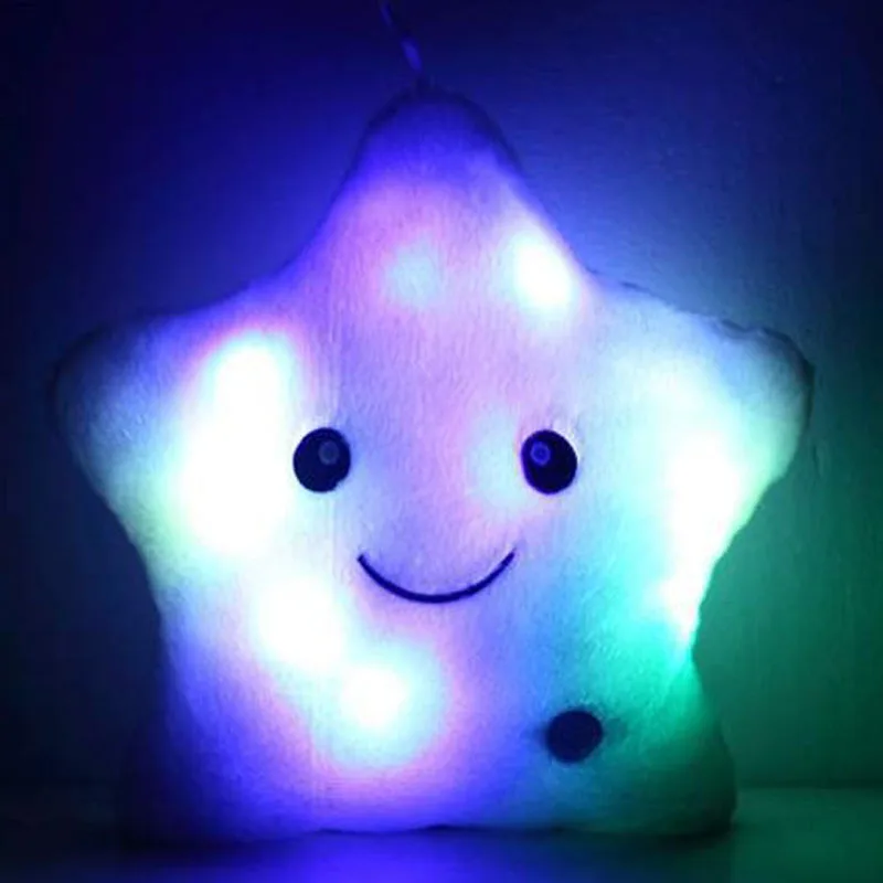 Cute Throw Pillow LED Light Up Cartoon Colorful Star Soft Stuffed Plush Toys Gift 2014 New |