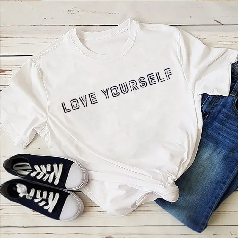 

Рубашка LOVE YOURself, женская футболка с правами, вдохновляющая футболка, милые позитивные рубашки для женщин, летняя футболка s, self love,