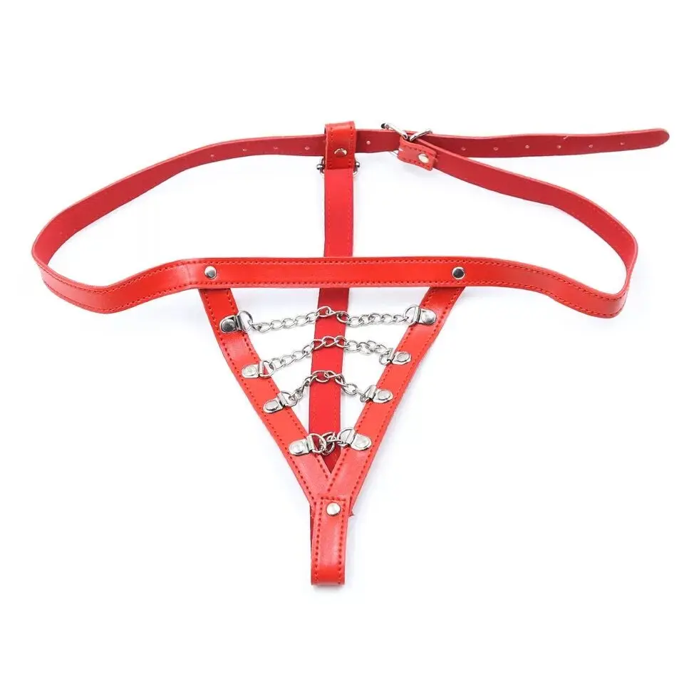 Женские кожаные стринги с открытой промежностью нижнее белье Пояс верности