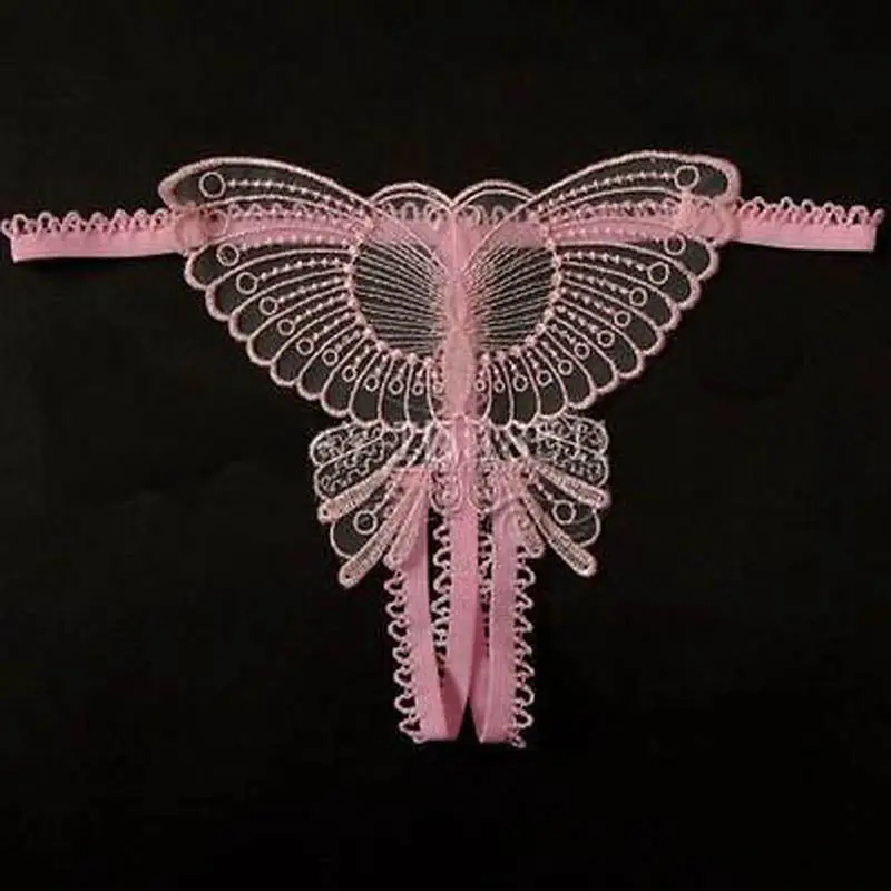 Pink Модное нижнее белье, трусы, сексуальное женское нижнее белье, стринги с Т-образным вырезом сзади, с вышивкой бабочки, g-стринги, трусики - Цвет: Pink