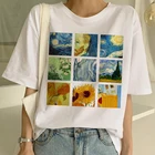 Женская футболка с коротким рукавом, принтом Ван Гога и художественной росписью