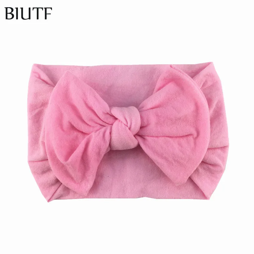 11-pink 20 шт./партия, Модный головной убор, мягкая нейлоновая эластичная заставка лента для волос с бантиком, подходит для детей 0-32 месяцев HB084 - Цвет: 11-pink