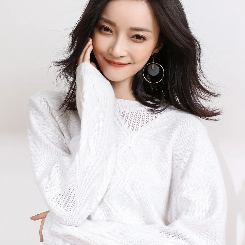 DILLY FASHION Women crew neck solid lantern sleeve winter cashmere knitted pullover sweater- GML7248 | Женская одежда