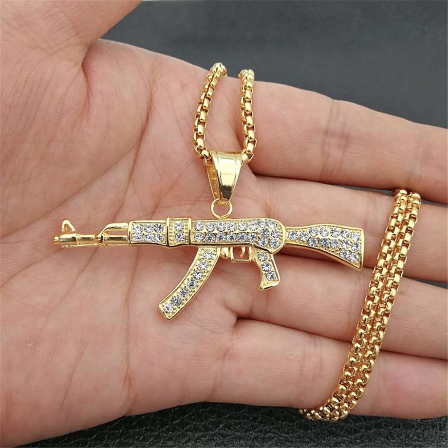 Ювелирные изделия в стиле хип хоп колье с пистолетом AK47 крутая модная подвеска