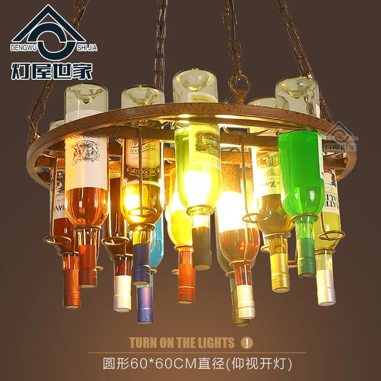 Creative bottle personalized artistic designer pendant lamp Loft Bar Restaurant Cafe bar living room decorative | Лампы и освещение