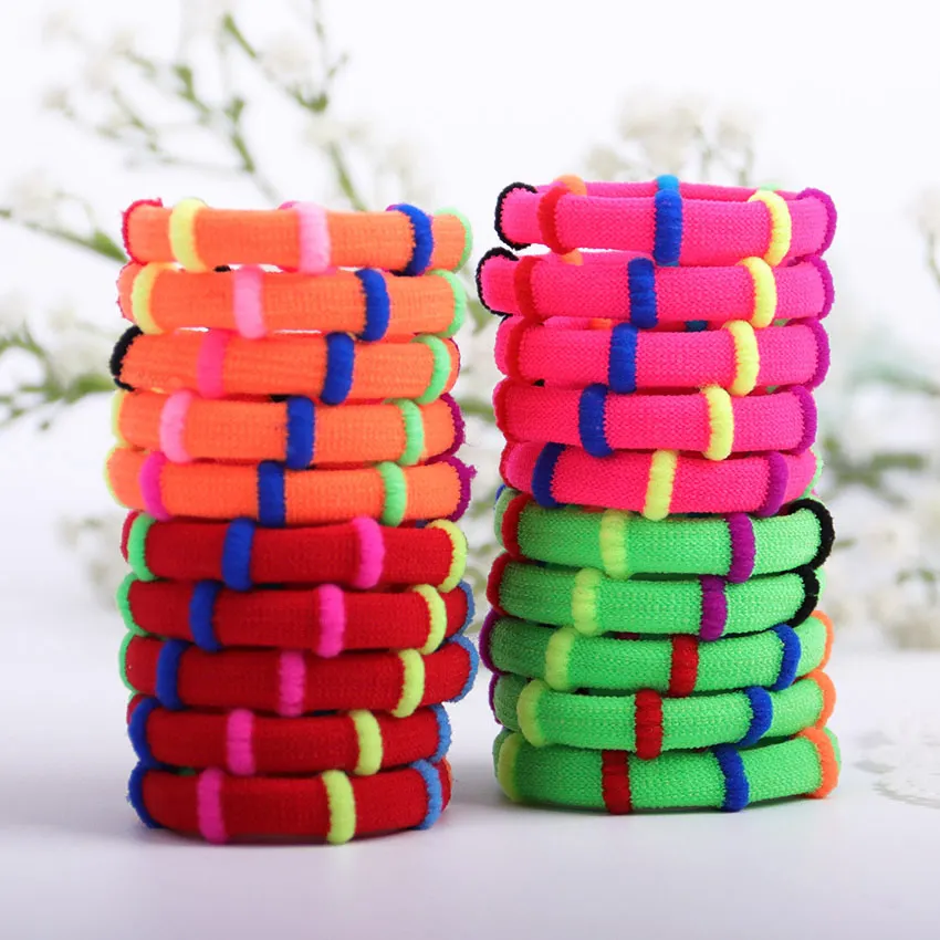 Fluorescent Color 20 шт., карамельный цвет, эластичная повязка на голову, резинка для волос, резинки, резинки, аксессуары волос резинка для девочек, детский конский хвост - Цвет: Fluorescent Color