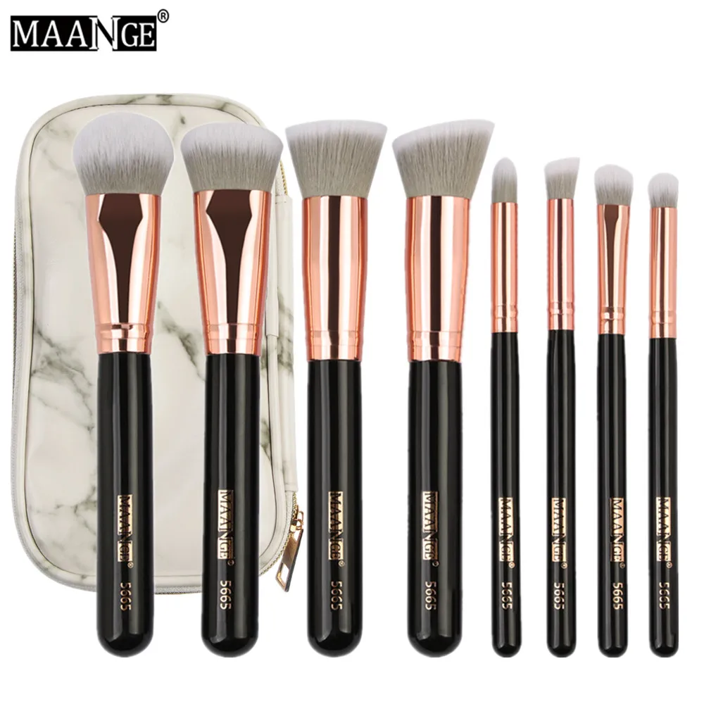 Новинка деревянные кисти для макияжа MAANGE 8 шт. с косметическим чехлом основы