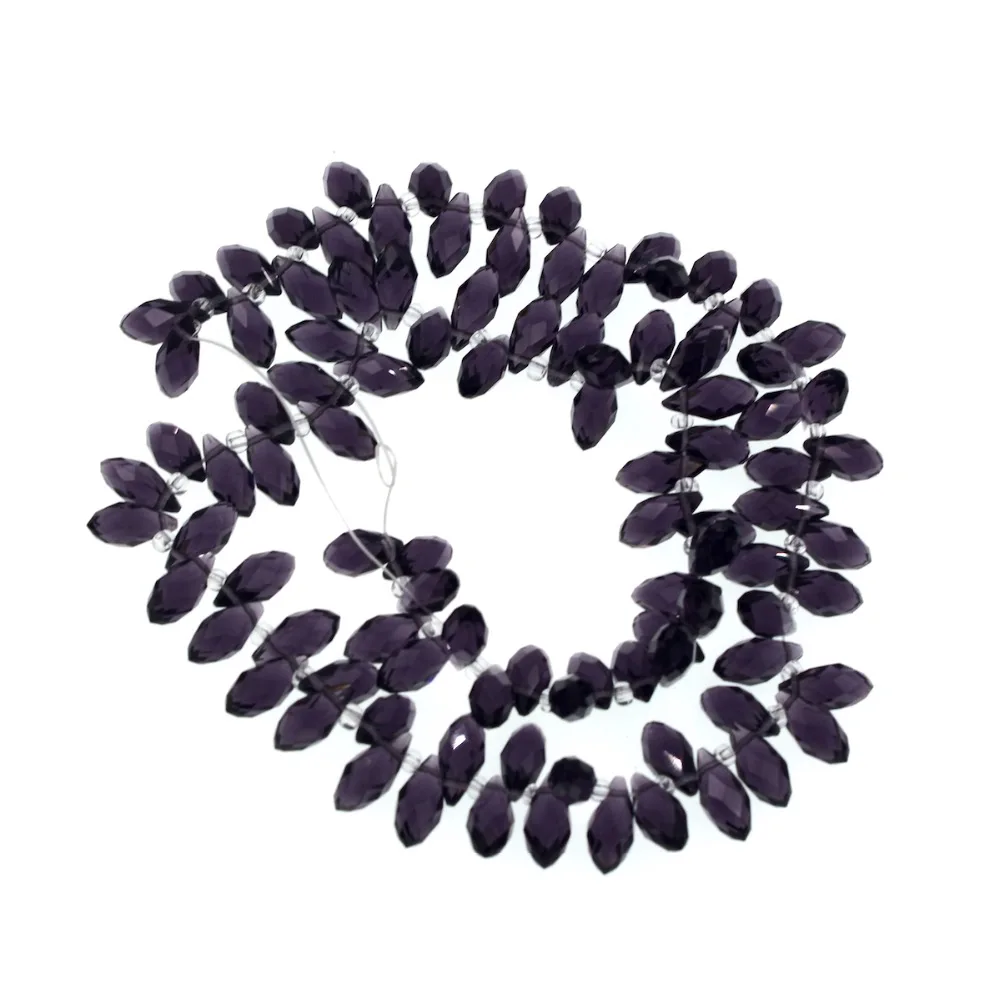 Темно фиолетовые граненые стеклянные бусины в форме слезы 12x6 мм|crystal beads|drop beadsloose