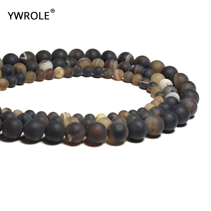 6/8/10mm Natural Dull Polish Stripe Agat Matte Stone Beads For Jewelry Making DIY Bracelet Material Strand 15'' Hand made |