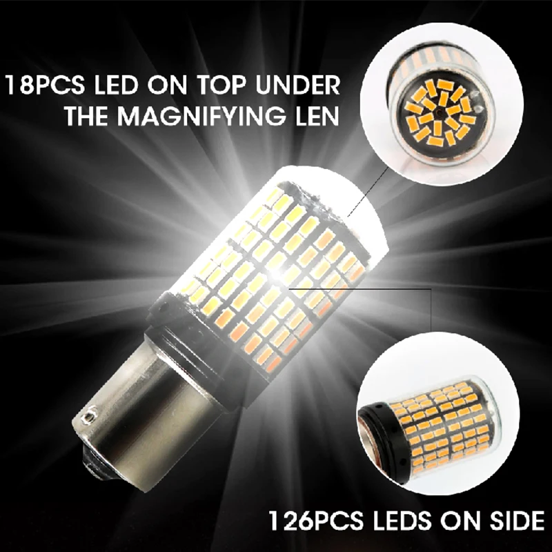 Hlxg 2 шт. 1156 Canbus 144SMD BA15S P21W светодиодный сигнал поворота без ошибок лампа заднего