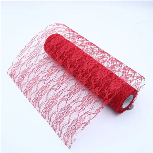 red 0,33*10 ярдов кружева рулонные Тюлевая Ткань DIY Baby Shower пачка юбка украшение на День Благодарения Свадебная вечеринка стол флаг украшения для дома - Цвет: red