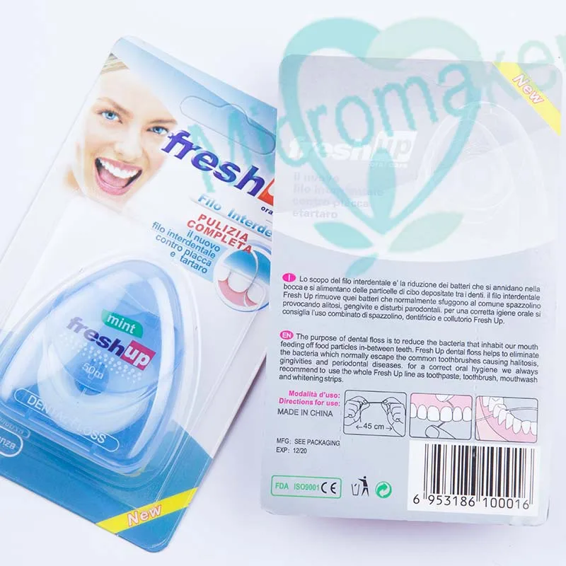 Зубная нить с микро-воском 50 м вкусом перечной мяты для гигиены полости рта |