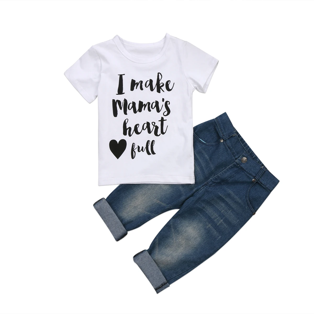 2018 Toddler Kids Baby Boys Tops T-shirt Jeans Denim Pants 2Pcs Outfits Set fashion trend summer wild simple and generous CH |