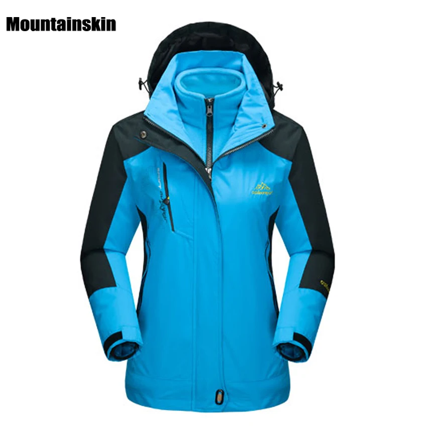 Mountainskin Для женщин зима 2 шт. флисовая куртка Спорт на открытом воздухе Водонепроницаемый Термальность Пеший Туризм Лыжный Спорт женский пальто RW015
