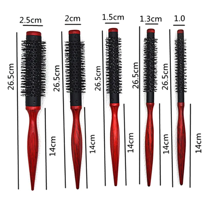 Волнистая вьющаяся щетка для волос с деревянной ручкой 5 размеров круглая