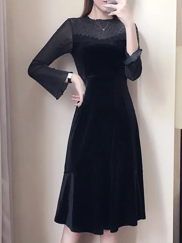 Платья одежда весна осень платье женское сексуальное кружевное черное 2020