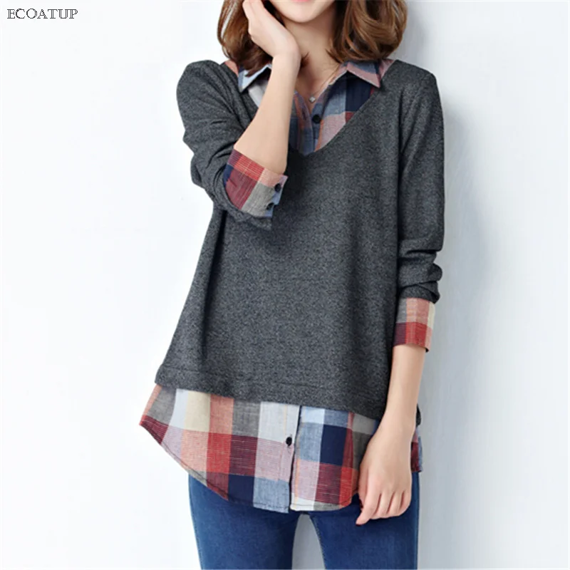 Женская блузка большого размера плюс Повседневная свободная туника в стиле