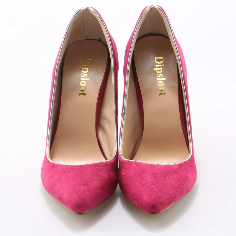 Hot Pink Faux Suede Leather Ladies Sexy High Heels Gold Rim Blade Heel Stiletto Shalow Slip On Pumps Dress Shoes | Обувь