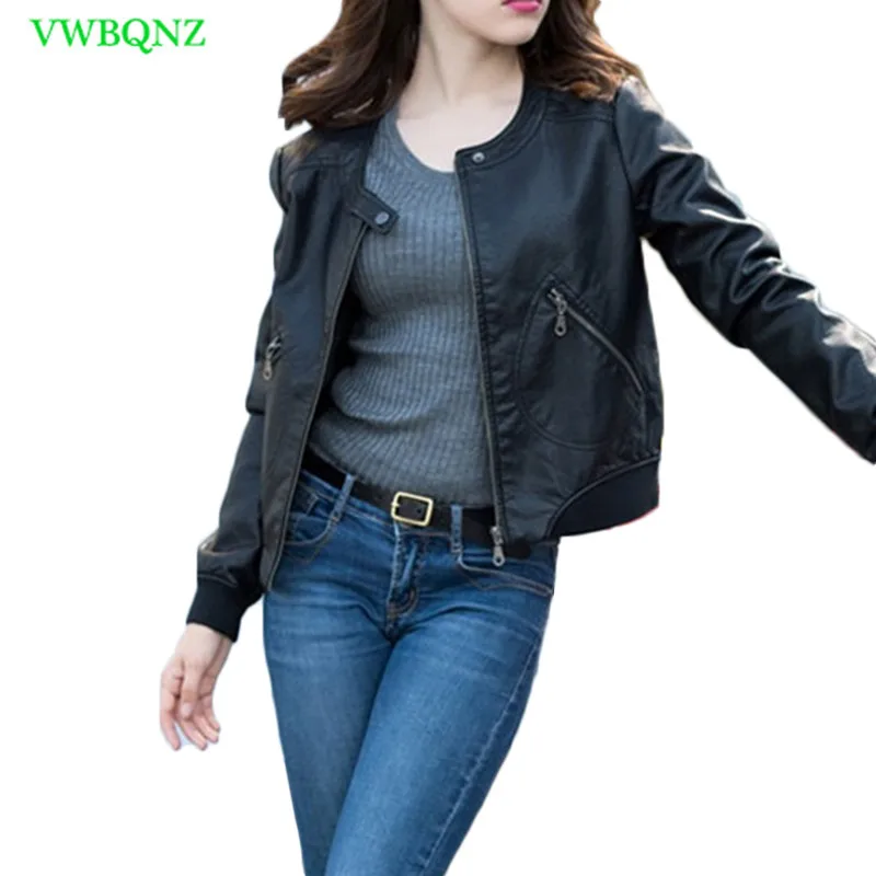 

Women Spring Autumn PU Leather Jacket Casual Slim Soft Moto Jacket Faux Leather Jackets Women Plus size Leather Coat 5XL A780
