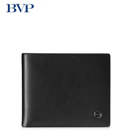 Бренд BVP, деловые мужские кошельки из натуральной кожи, серый короткий кошелек, мужской кошелек из натуральной кожи, мужская сумка для денег, гарантия качества J45 - Цвет: Black