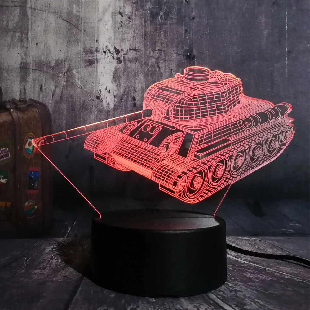 Светодиодная настольная лампа крутой Настольный светильник 3D с баком 7 меняющих