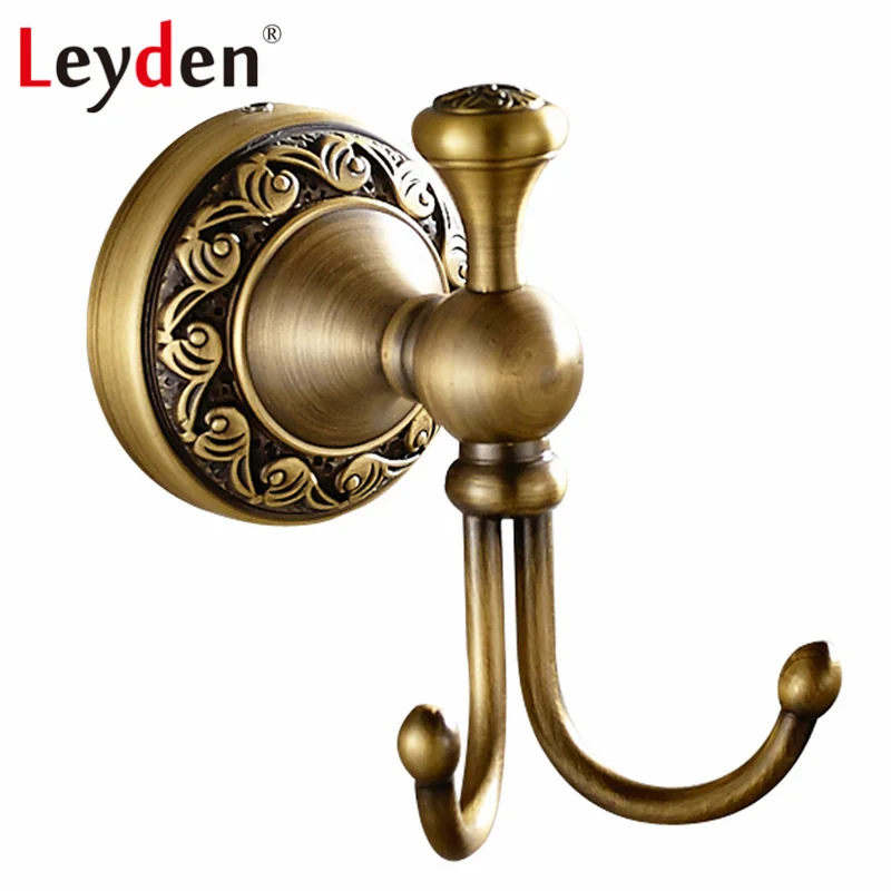

Leyden Antique Brass/ ORB Double Towel Hook Clothes Hook Wall Mounted Copper Coat Hooks Vintage Hooks Robe Bathroom Accessories