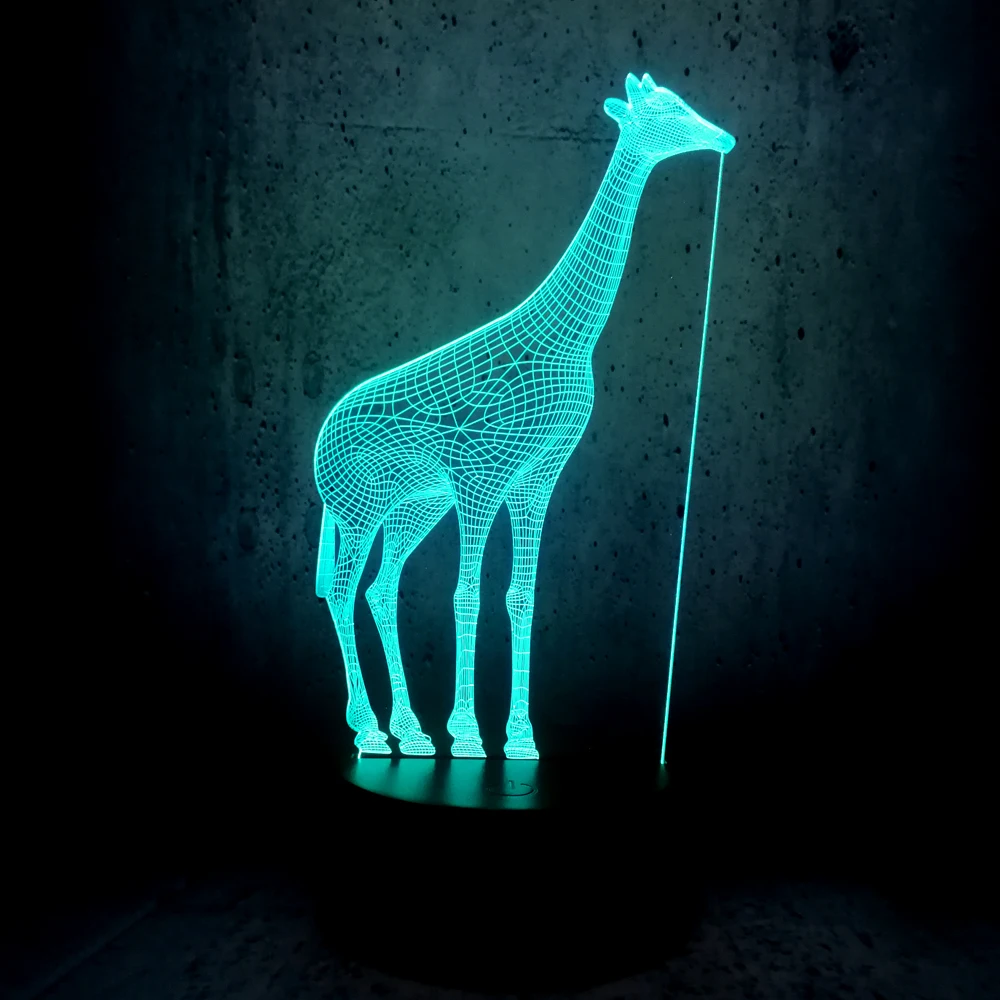 Африканский животный Жираф 3D USB светодиодный светильник 7 цветов меняющий
