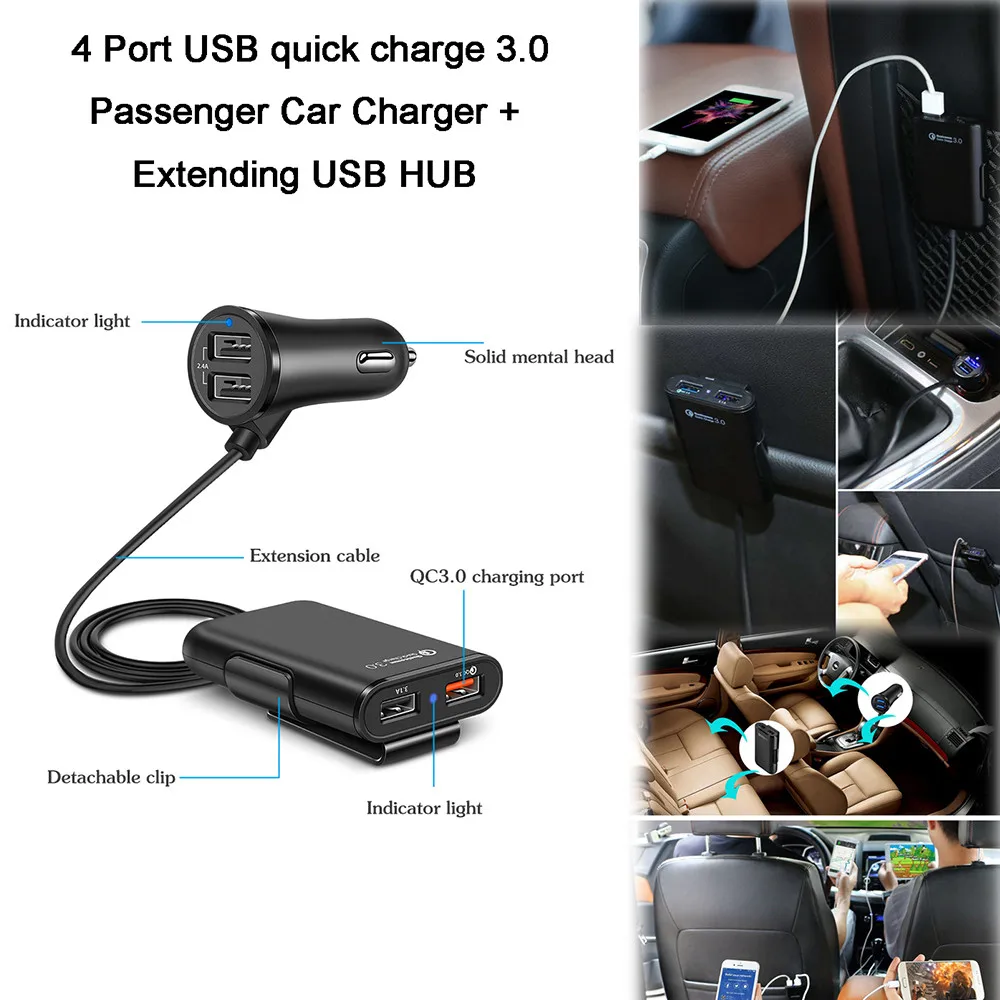 QC 3.0 Car Charger for mobile phone charge in the car quick usb charger Honor Xiaomi Samsung Iphone fast | Мобильные телефоны и