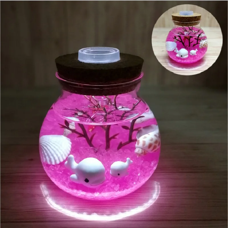 3D подводный мир СВЕТОДИОДНЫЙ Ночник DIY микро-пейзаж Ночной светильник стеклянная бутылка креативный Настольный светильник отличный подарок к празднику