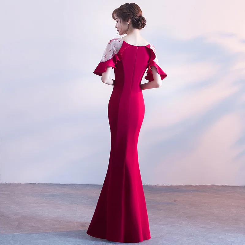 Элегантное тонкое длинное платье с русалочкой чонсам Vestidos восточные Ципао