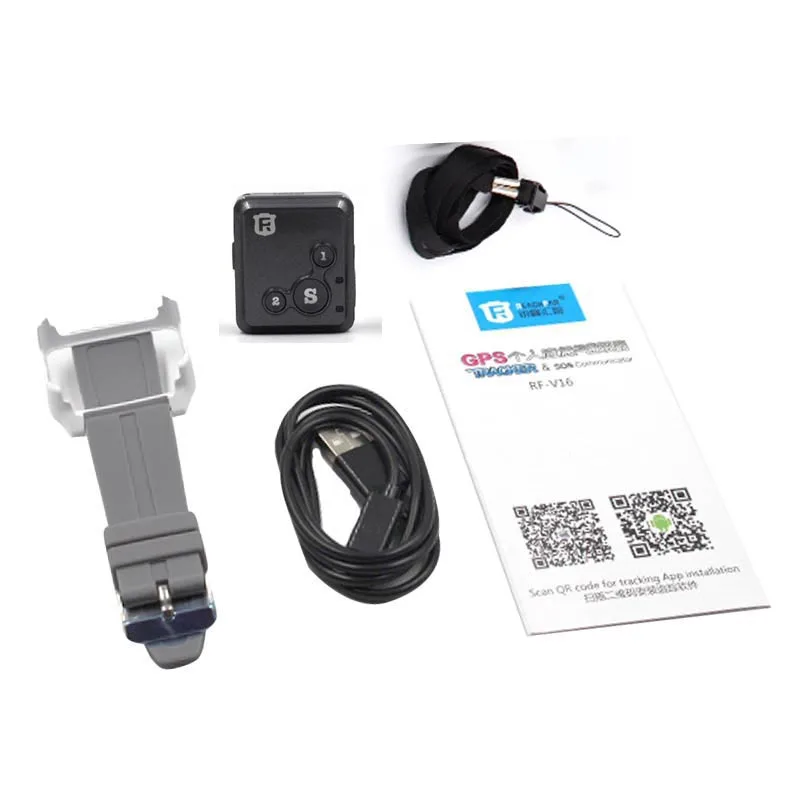 RF-V16 Мини GSM GPRS gps трекер SOS коммуникатор детей/пожилых людей/инвалидов личная жизнь веб-приложение отслеживания двусторонняя связь - Цвет: 2G black  no box