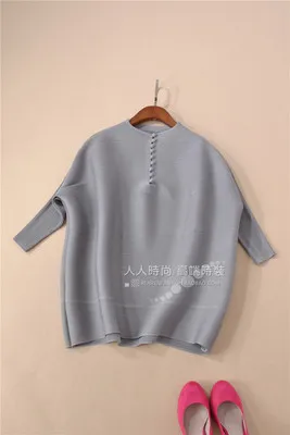 Лидер продаж модная плиссированная маленькая футболка миаке с пуговицами и