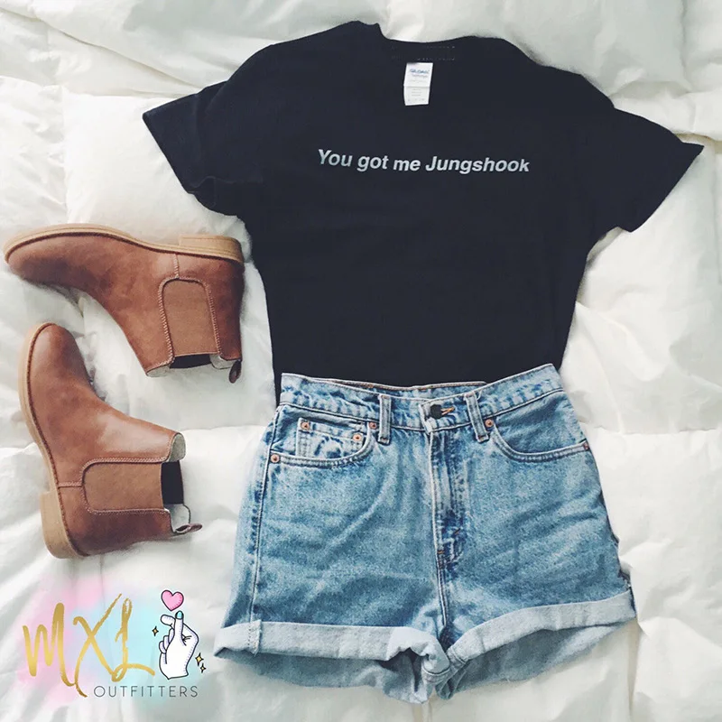 Вы меня Jungshook Для женщин футболка летние топы Женская Повседневная черный