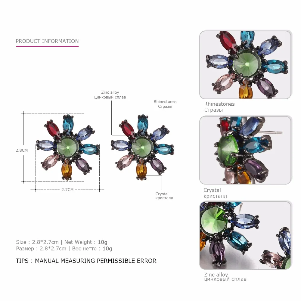 Серьги для женщин Роскошные Кристаллы l & стразы 2 цвета Цветочный стиль серьги