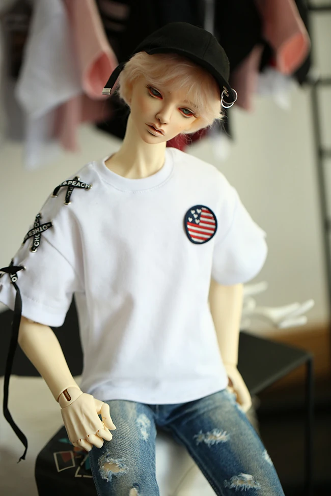 Футболка с коротким рукавом и лентами для шарнирной куклы 1/3 BJD SD DD Размер дяди SSDF