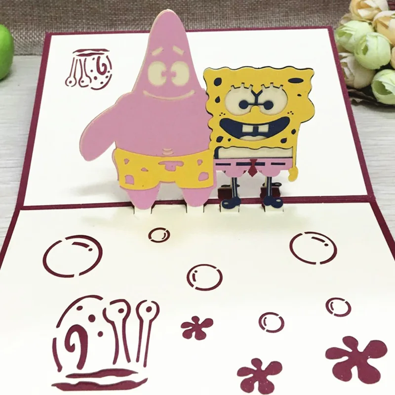 1 шт. объемная поздравительная открытка сделай сам из мультфильма Губка с