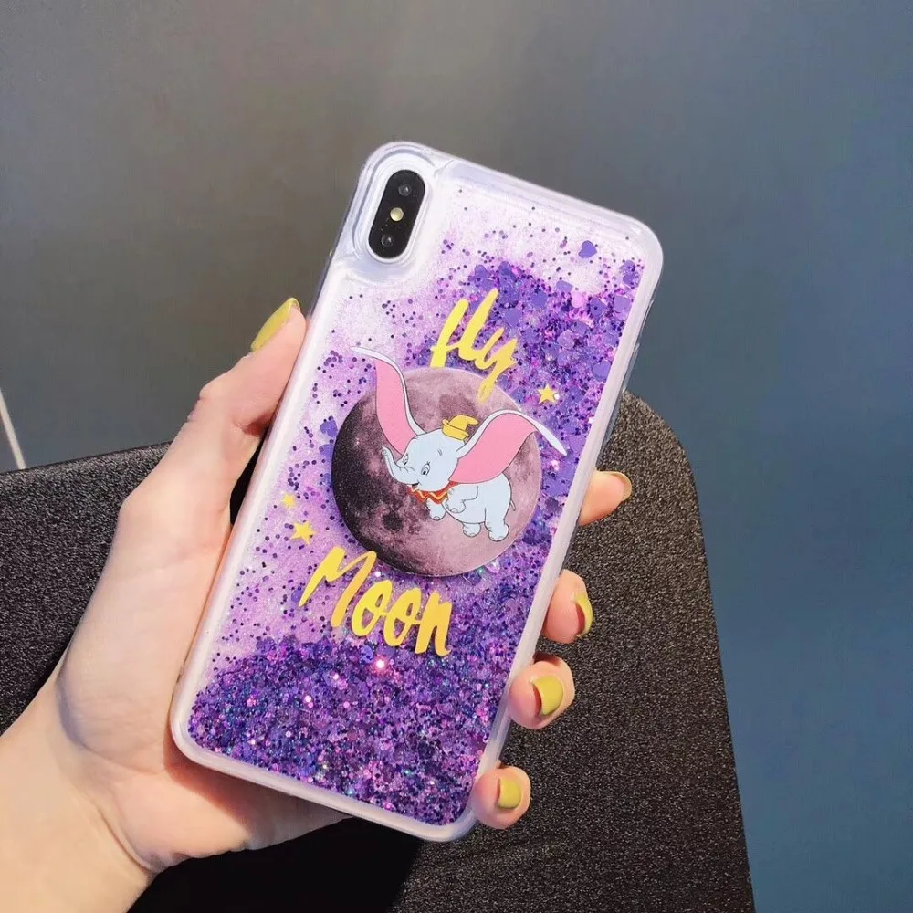 Ourpho жидкий зыбучий песок мягкий чехол из ТПУ для iphone X XR XS MAX милый слон с крыльями