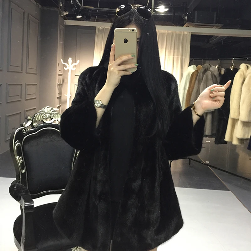 Женская шуба из натурального меха норки зимняя натуральной длинная цельного