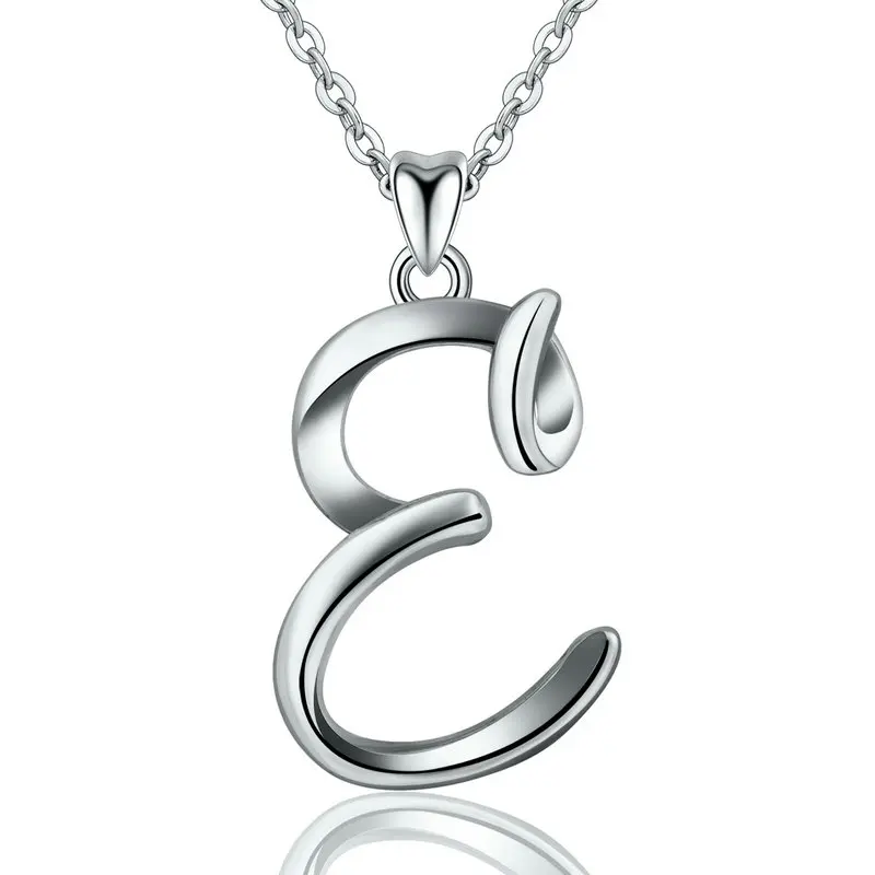 add 18 inch chain E EUDORA 925 пробы Серебряное ожерелье с подвеской в виде буквы E& F для женщин и мужчин модное персонализированное серебряное ювелирное изделие подарок CYD109 - Окраска металла: add 18 inch chain E