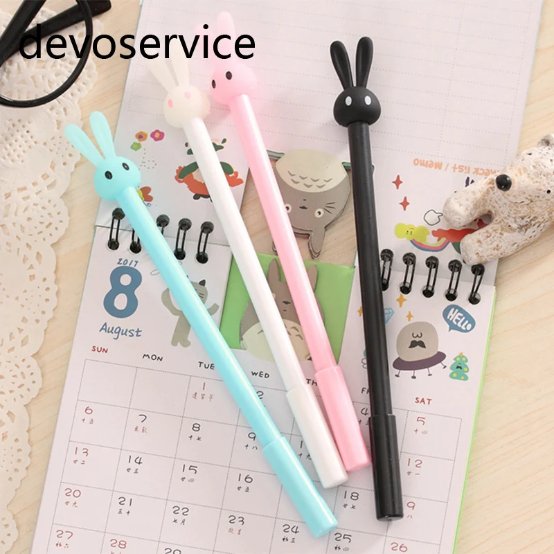 4 шт. кавайные заячьи ушки черные гелевые ручки с чернилами Милая мультяшная