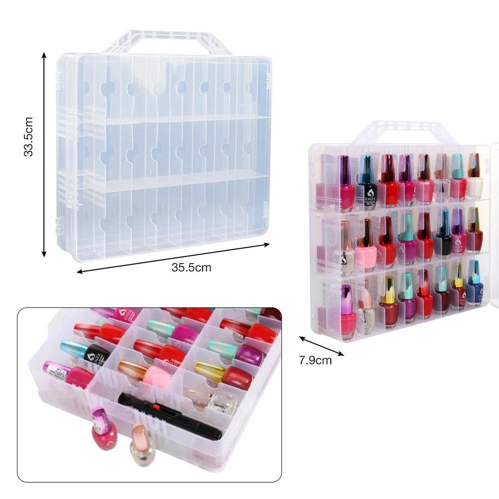 Прозрачная пластиковая коробка для лака ногтей 48 бутылок регулируемые