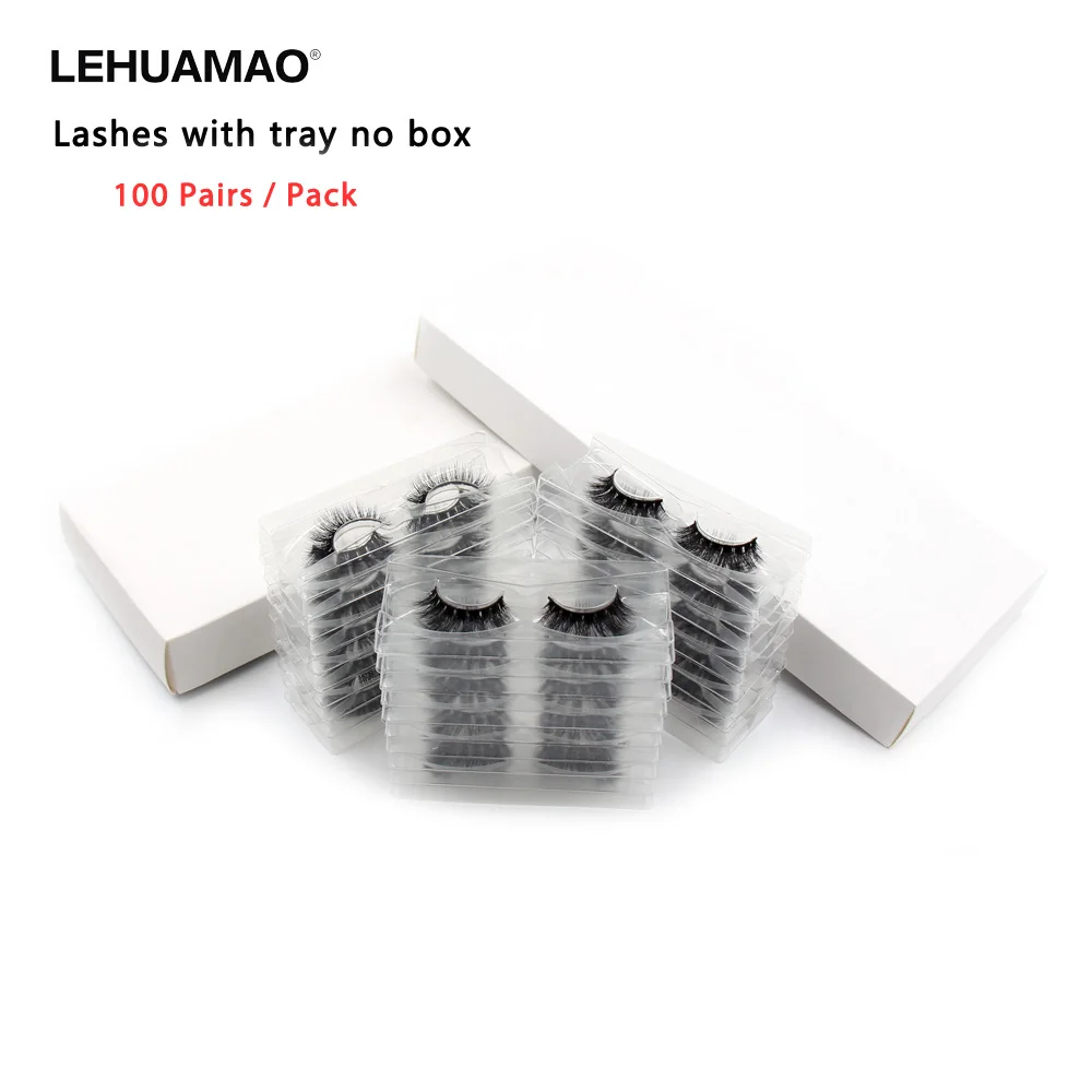 100Pairs/Pack Eyelashes 3D Mink Lashes With Tray No Box Hand Made Full Strip Lashes Mink False Eyelashes Makeup eyelashes Fluffy