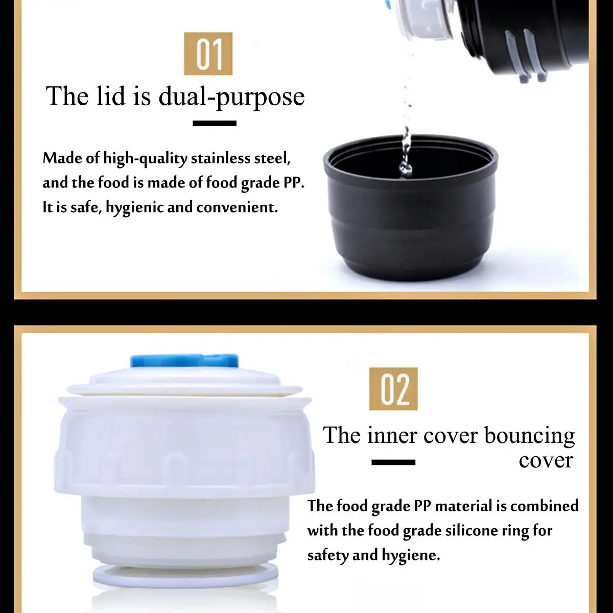 YKPuii 2000ml 3 Colors Stainless Steel thermoses Bottle Cup Ourdoor Sport Travel Mug Insulation Pot Vacuum Flask For Coffee Tea