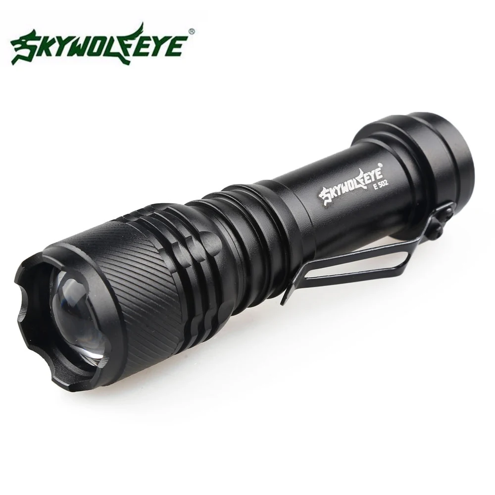 

SKYWOLFEYE XPE LED Flashlight Zoomable Waterproof 300LM 3 Modes 14500 AA LED Flash Light Torch Lamp for Outdoor Camping Hiking