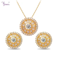simple design charms round shape jewelry sets with cz stone necklace earrings for women gifts