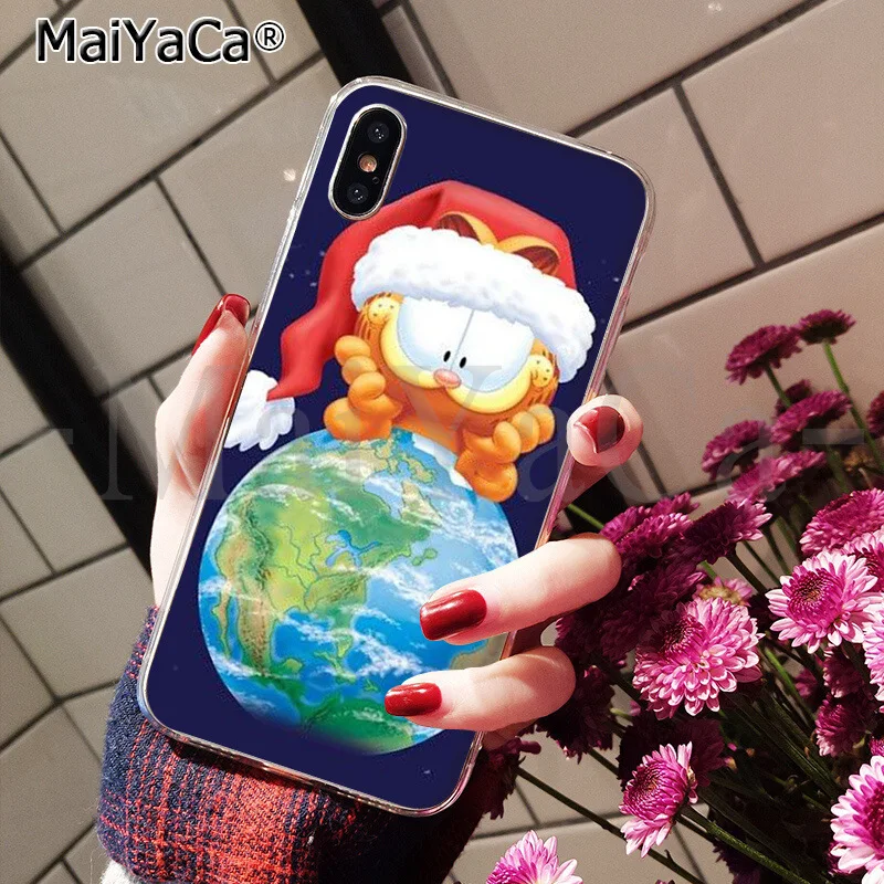 Мягкий силиконовый чехол для телефона из ТПУ MaiYaCa Garfield cat для Apple iPhone 8 7 6 6S Plus X XS MAX 5 5S SE XR