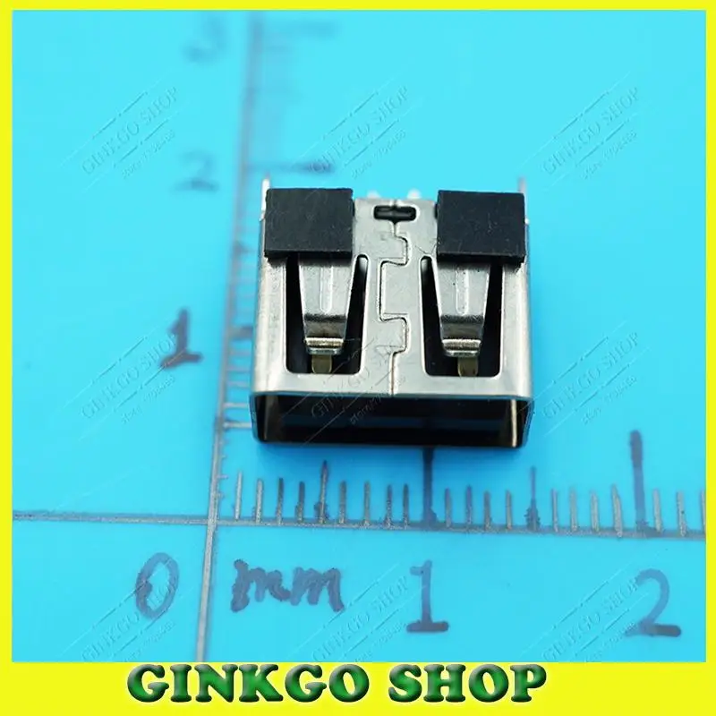 

100pcs/lot 2.0 USB Female Jack interface port, 180 Degree AF Type Short body-line USB female connector Black free shipping