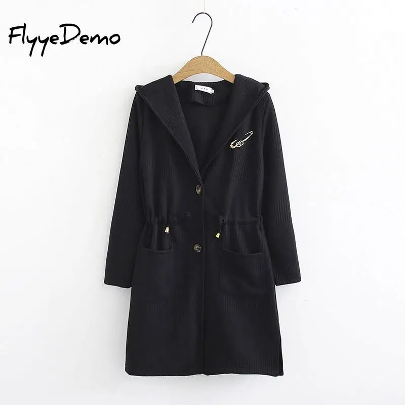 5XL Hooded Knitting Long Cardigan Sweater Women Jumper Lace Up Female Coat 2019 Warm Knitted Pocket Outerwear Plus Size |
