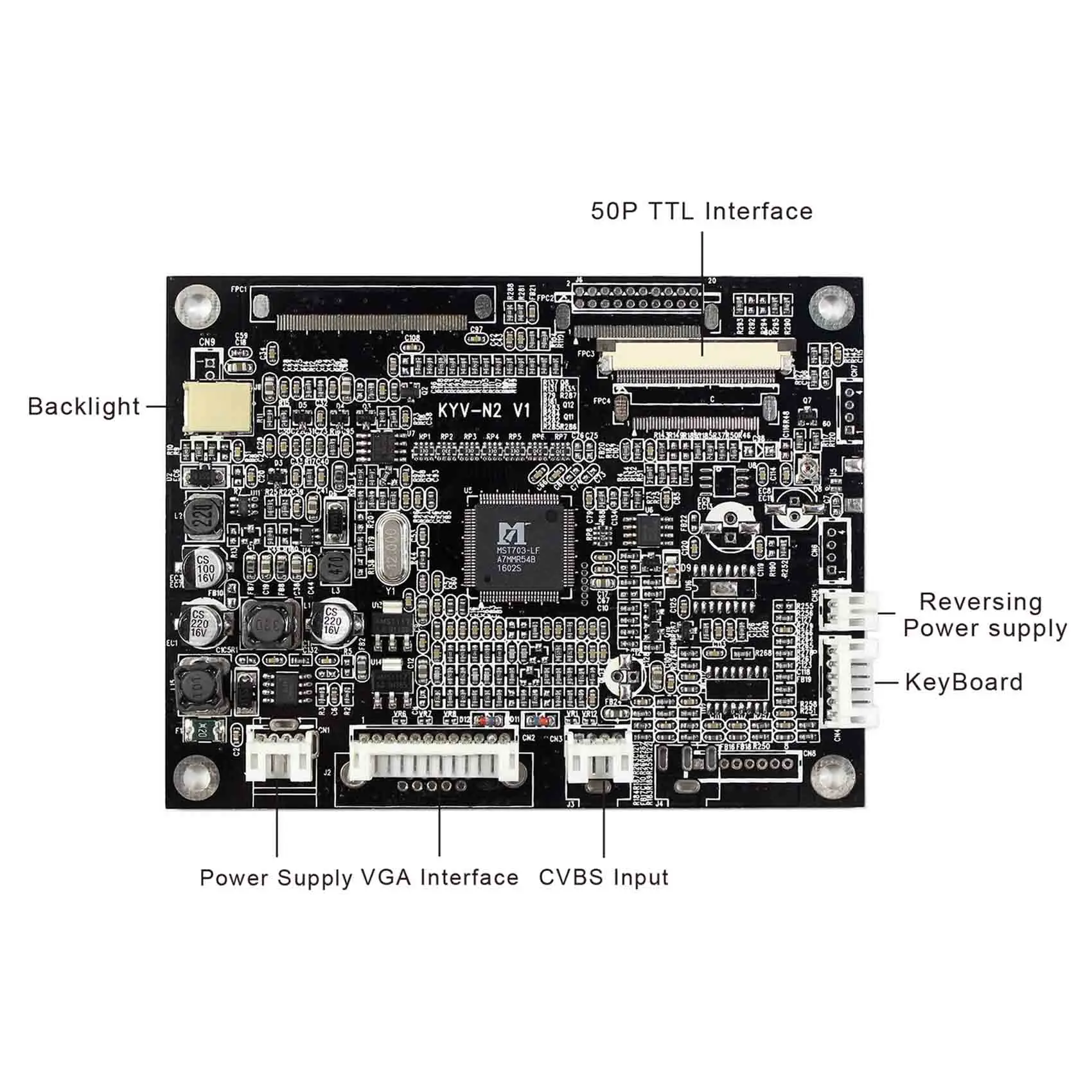 VGA 2AV реверсивная плата ЖК-контроллера с 8-дюймовым зеркальным ЖК-экраном 800x600 |