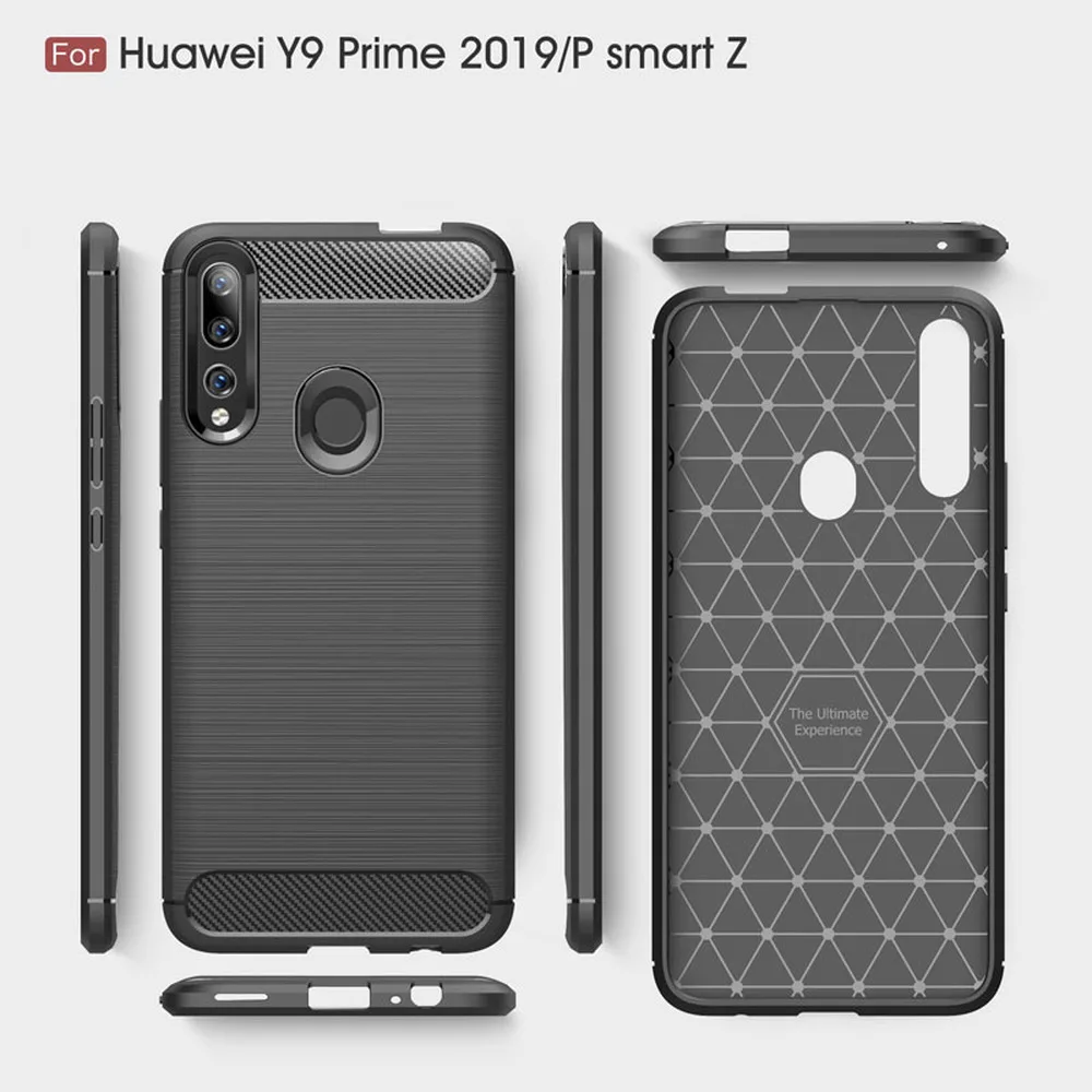 Противоударный чехол для Huawei P Smart Z бампер из углеродного волокна Y9 Prime 2019 мягкие